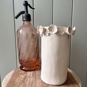 Stoneware vase with relief flowers