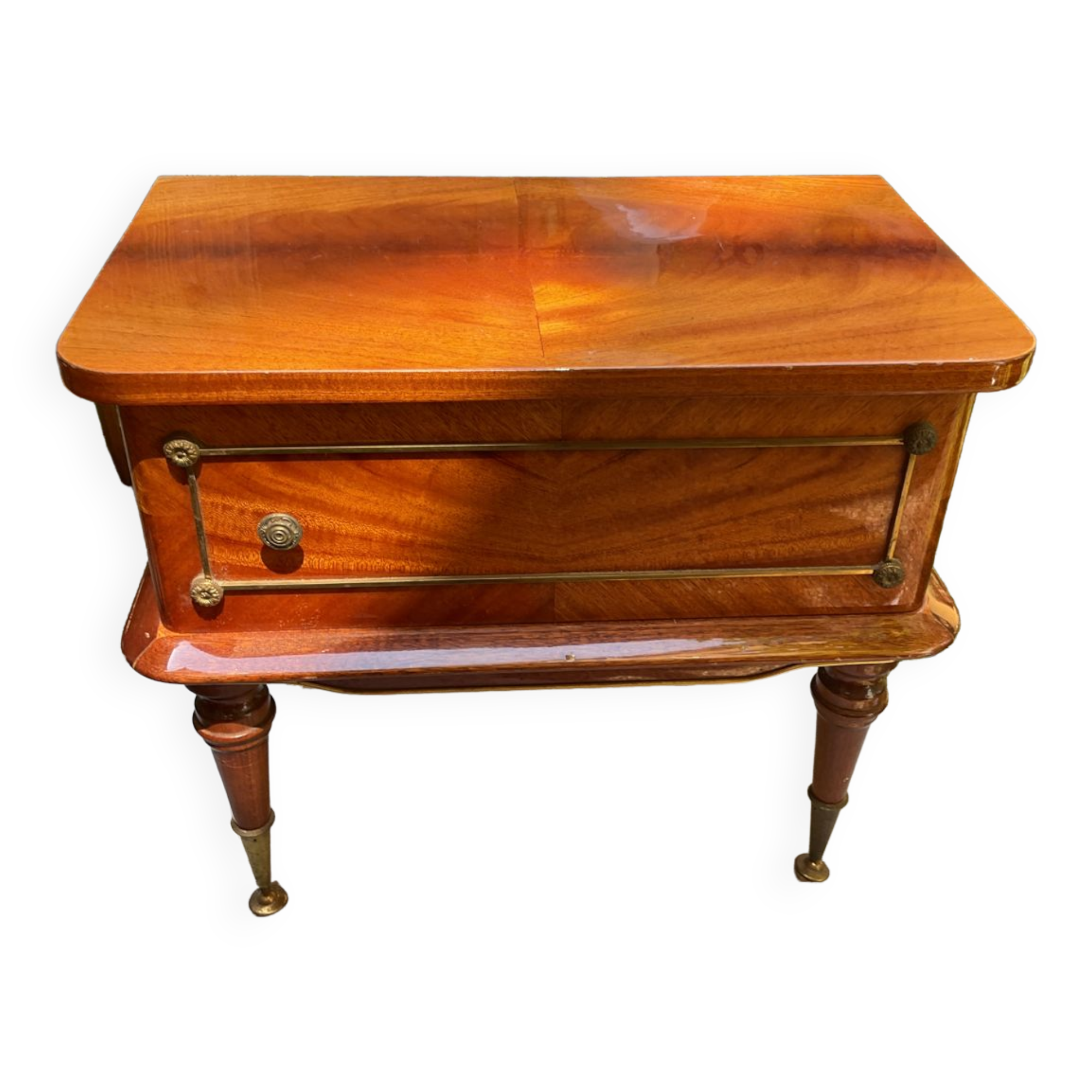 Table de nuit bois vernis vintage