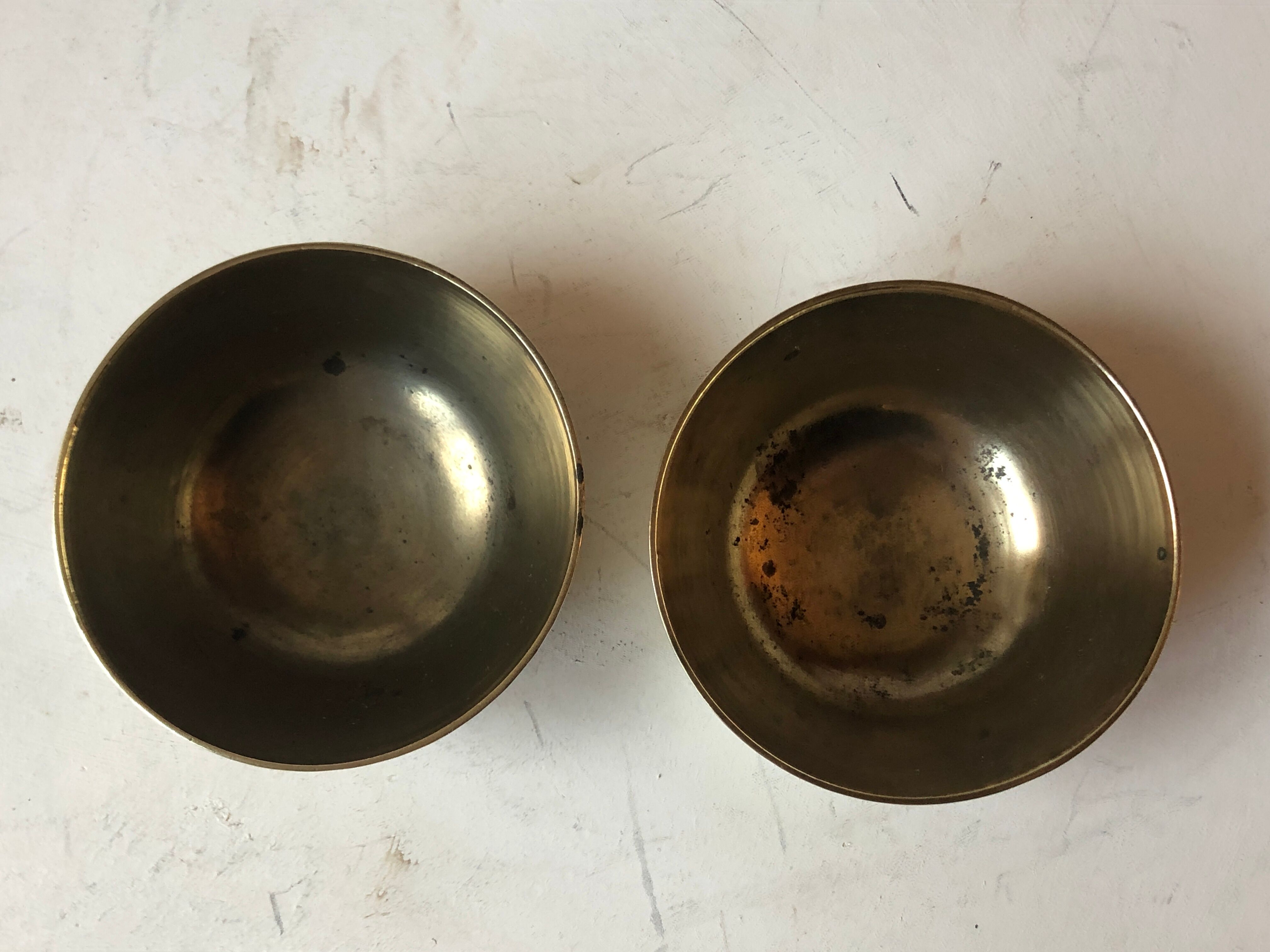 Set of brass Chinese cups