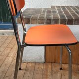 Lot of 4 vintage chairs in orange formica