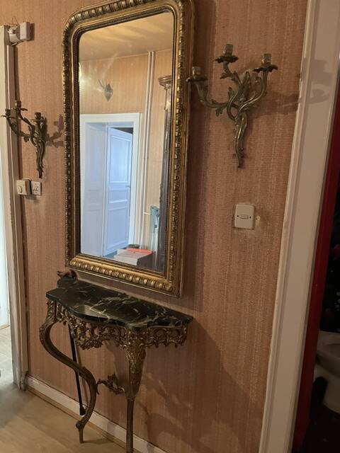 console avec miroir et deux appliques