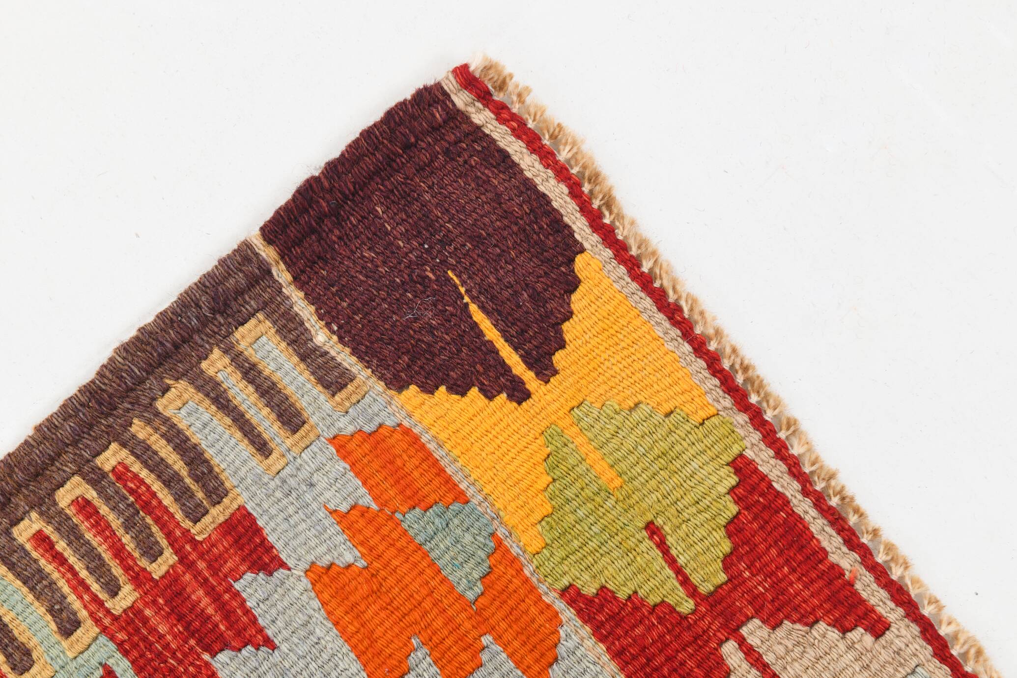 6x10 Soft Red and Orange Turkish Kilim Rug