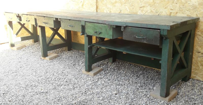 Établi industriel d'atelier 4m ancien