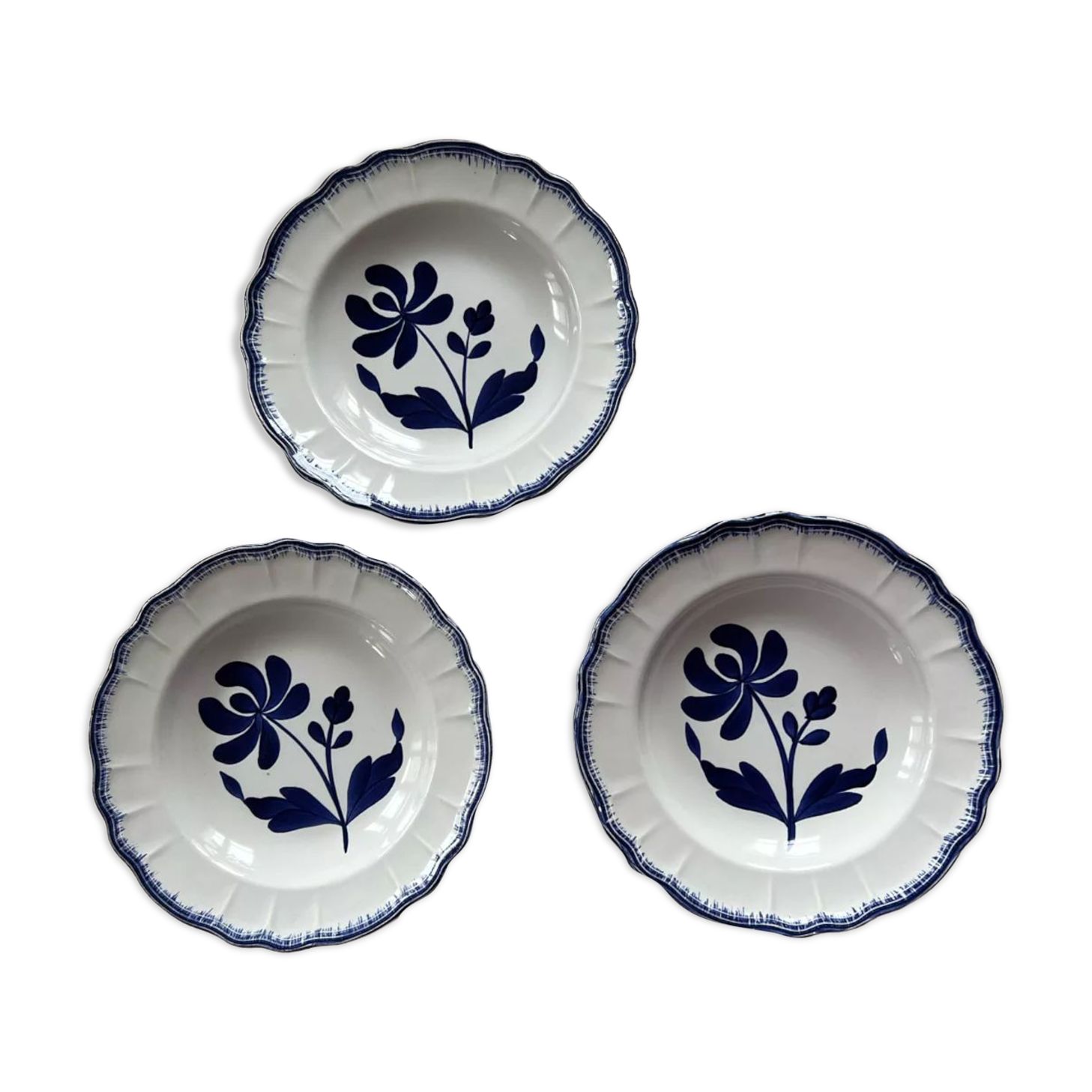 Set of 3 hollow plates Thebes Salins blue