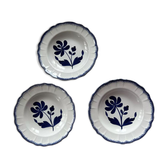 Lot de 3 assiettes creuses Thebes Salins bleu