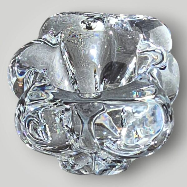 Paire de salières en cristal et cuillère en verre signées Daum Cristal