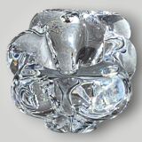 Pair of crystal salt shakers and glass spoons signed Daum Cristal