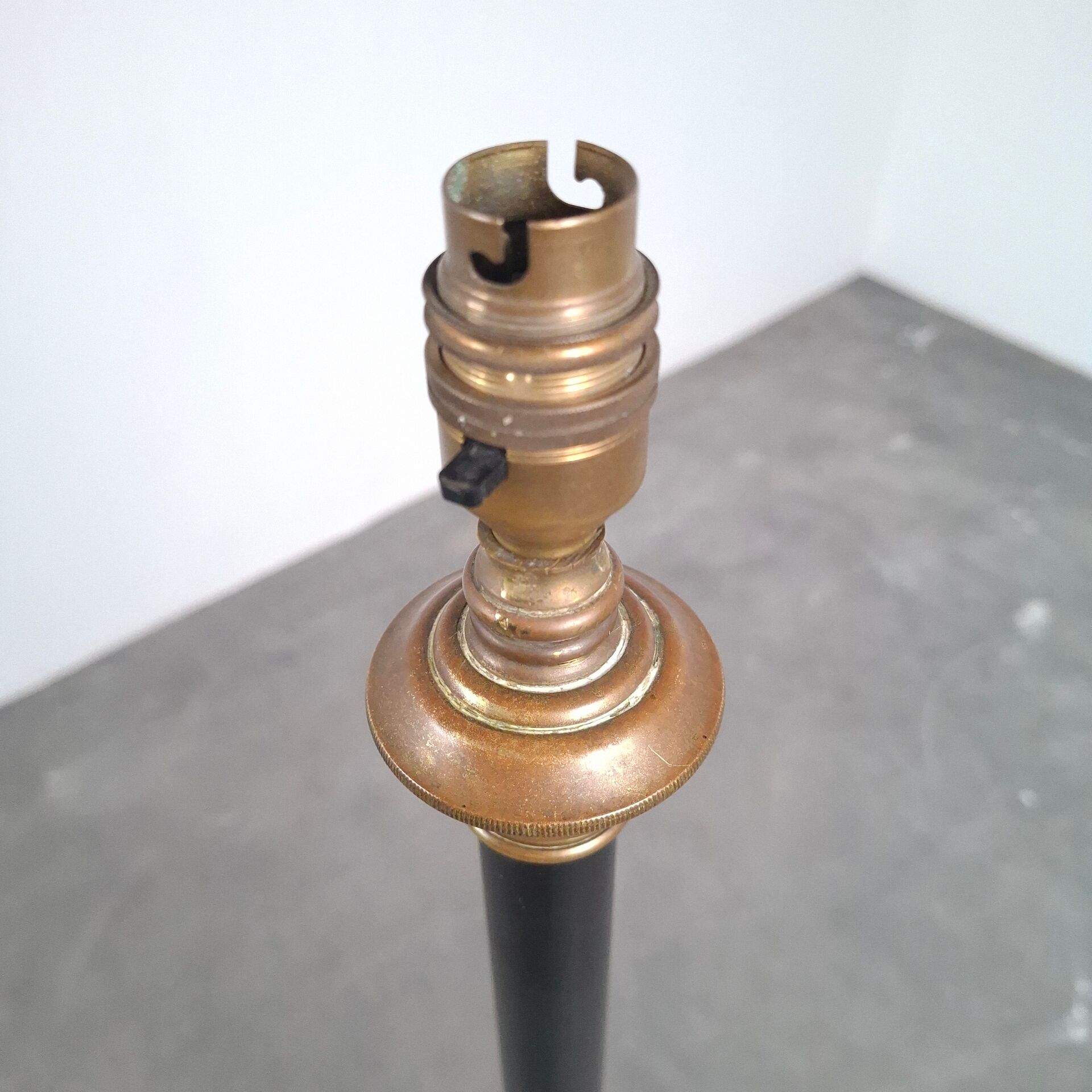 Art and Craft tripod floor lamp in bronze.