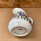 Antique Deshoulleres Deswarte Pitcher White Ceramic Painted Decor Vintage
