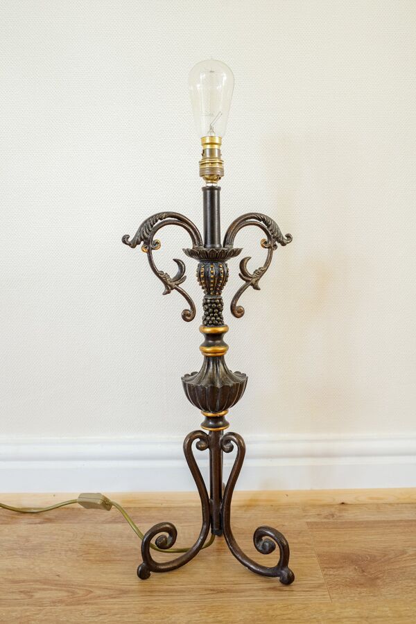 lampe De table Base, Antique 1950s Métal lampe De Chevet En Métal Des Années 1950