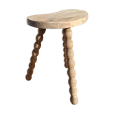 Tripod stool of vacher in raw wood