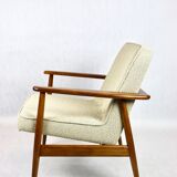 Beige boucle GFM63 lounge chair by J. Kedziorek, 1970s