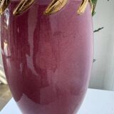 Pink and gold ceramic tripod table lamp