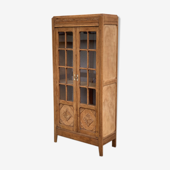 Armoire parisienne vitrée art déco 1930 bois brut