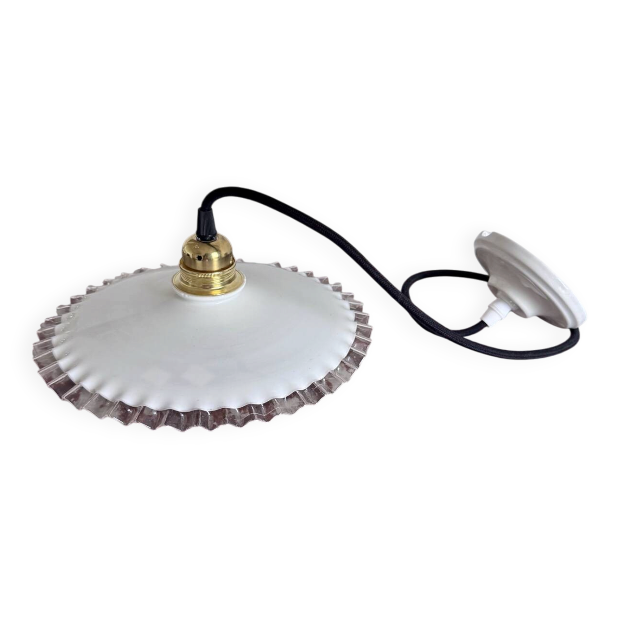 White opaline ceiling pendant light