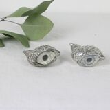 Metal salt and pepper shakers depicting two quails, 1970