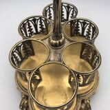 Serviteur plateau pour verre en métal doré, orfèvrerie christofle xixème