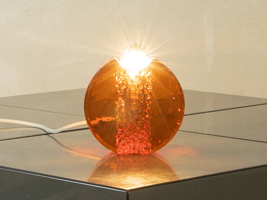 Sculptural table lamp by Doria Leuchten, space age, orange glass, Germany, 1970s