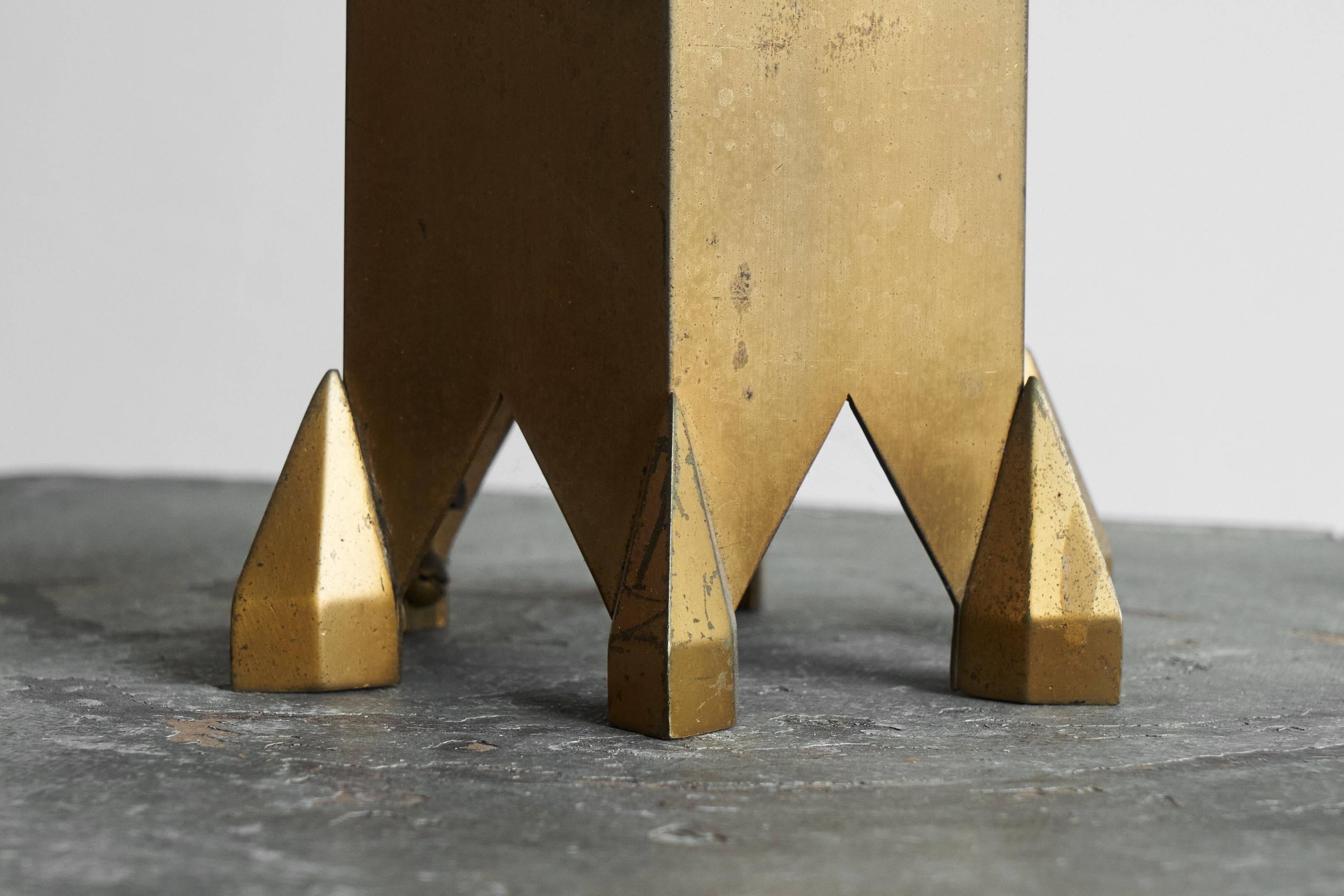 Large Art Deco chandelier in patinated brass