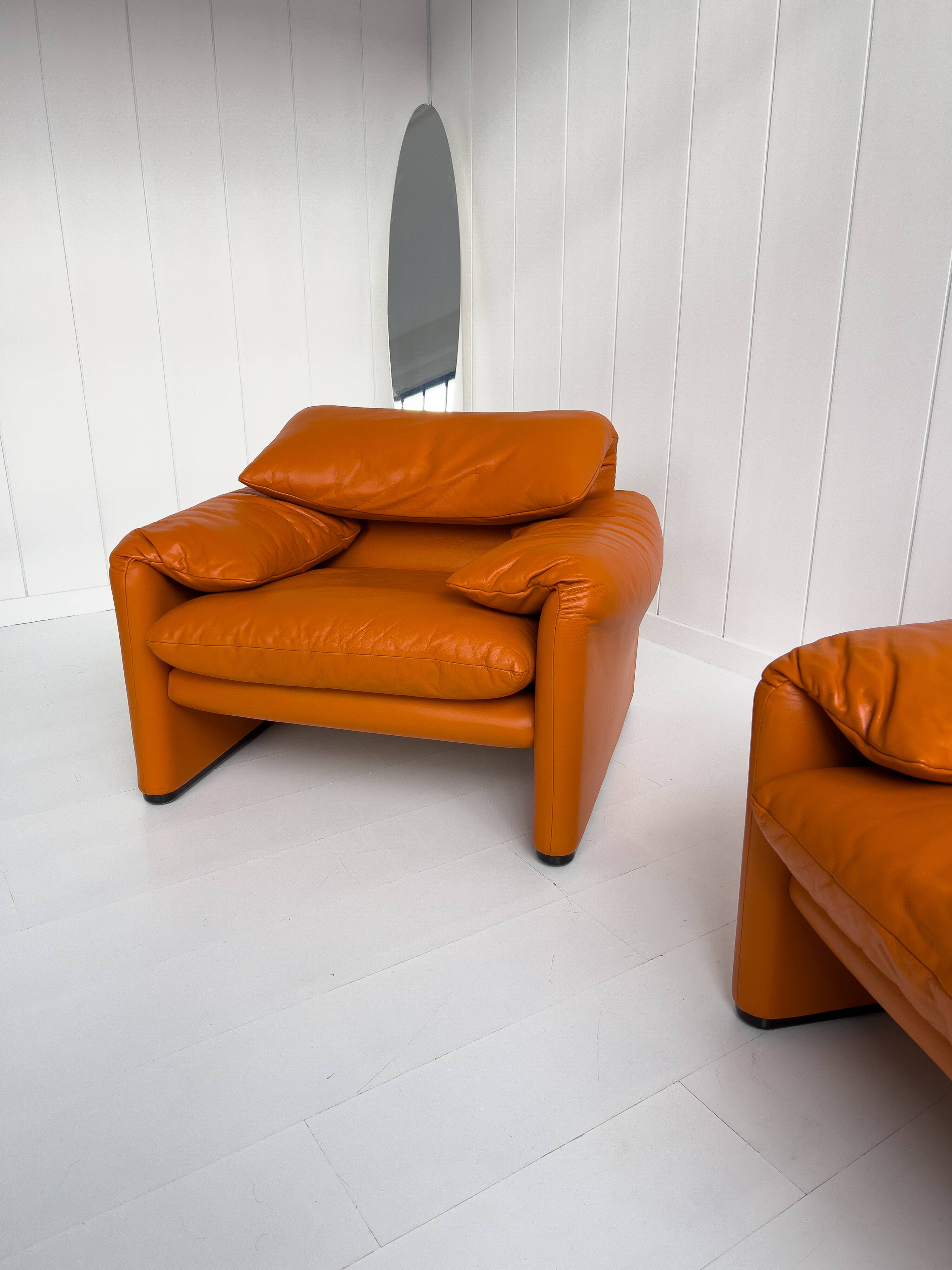 pair of Maralunga armchairs by Vico Magistretti