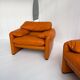 pair of Maralunga armchairs by Vico Magistretti