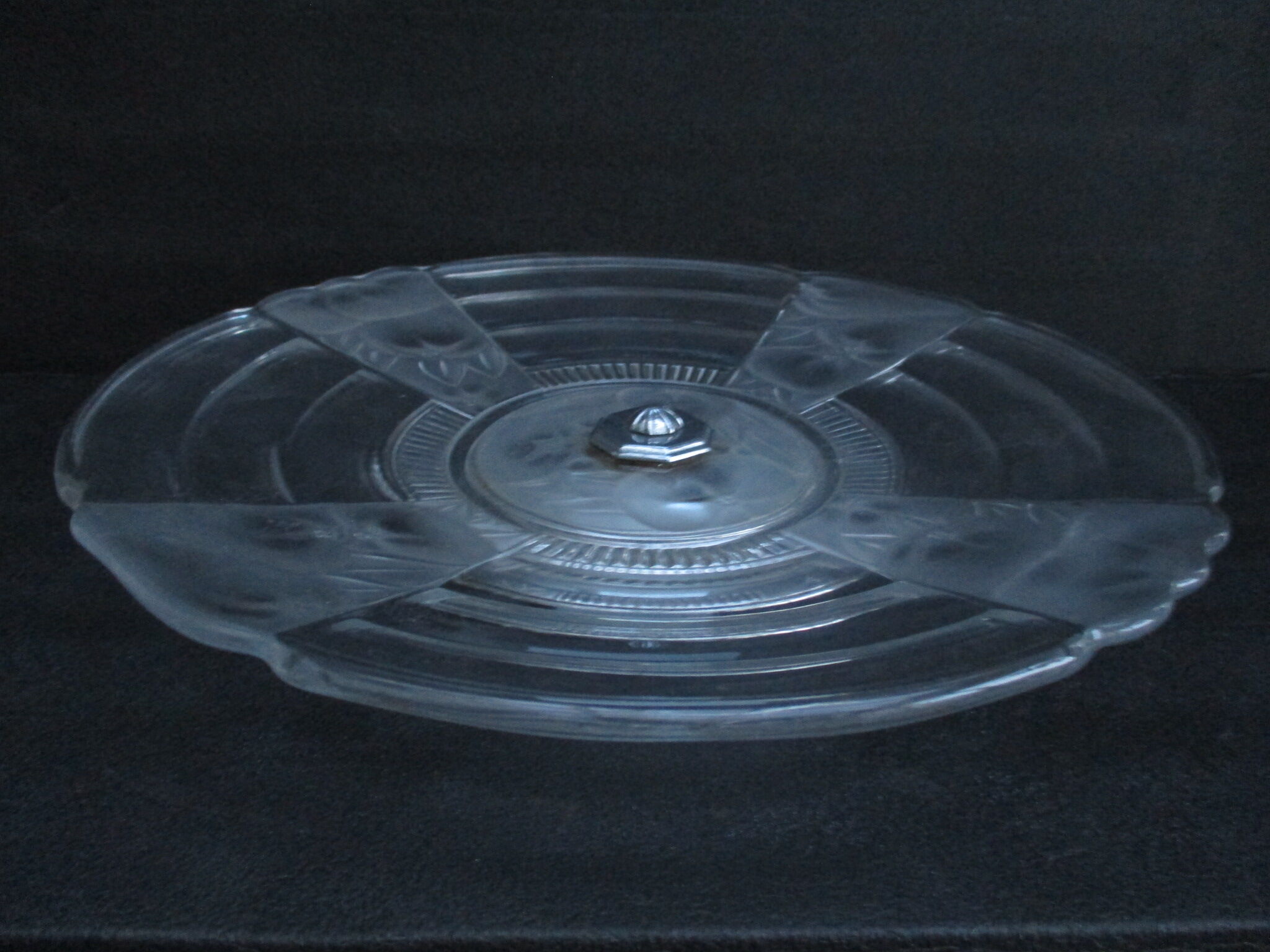 CUP on foot frosted pressed glass and transparent glass- Chrome foot