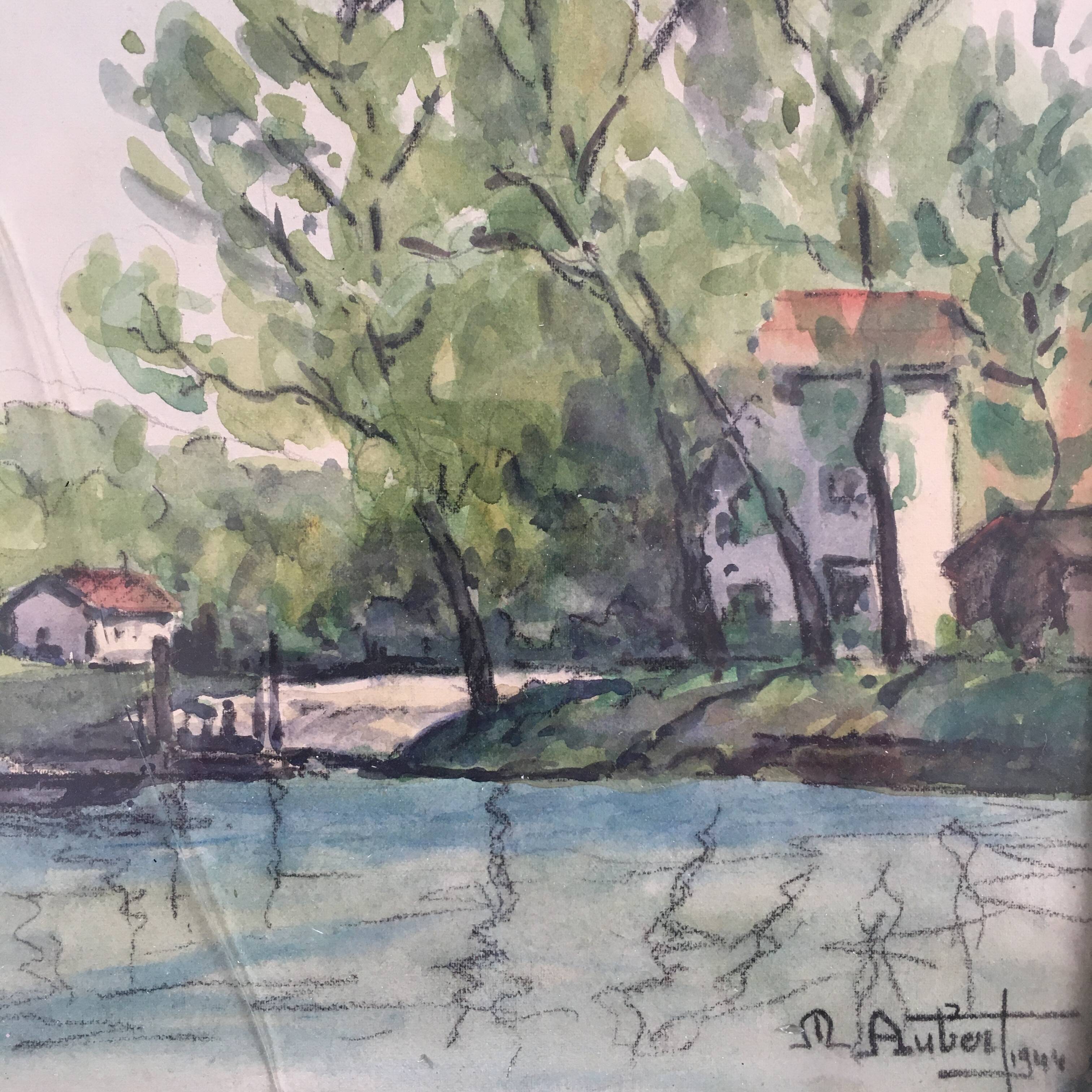 Aquarelle signée M.Aubert 1944