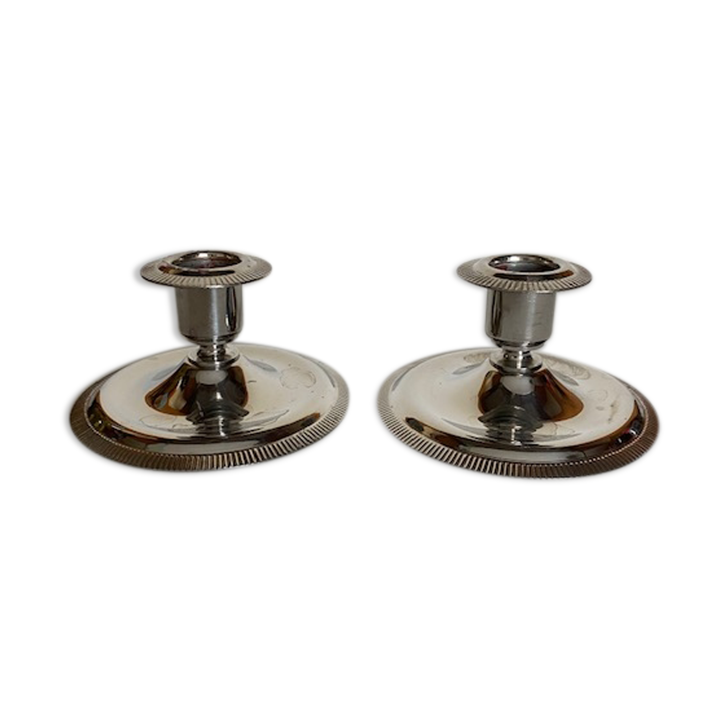 2 stainless steel candlesticks "made in france"