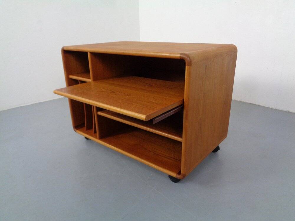 Small rollable teak media sideboard from Dyrlund, 1970s