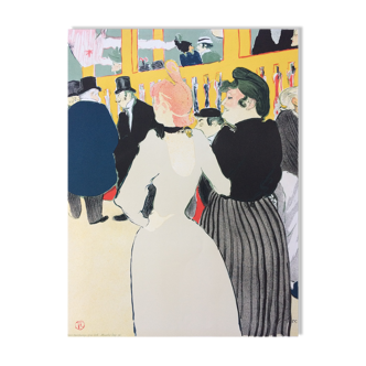 Toulouse lautrec (after) at the moulin rouge, la goulue and its sister. 1976 lithograph