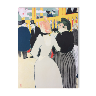 Toulouse lautrec (d'après) au moulin rouge, la goulue et sa soeur. lithographie de 1976