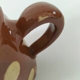 Petit pot à lait caramel à pois – Poterie savoyarde vintage