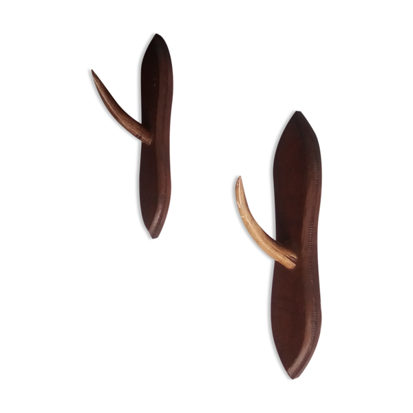 Paire de patère porte manteau bois de cerf années 60/70