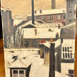 Painting by the painter Vacherot "Snowy roofs"