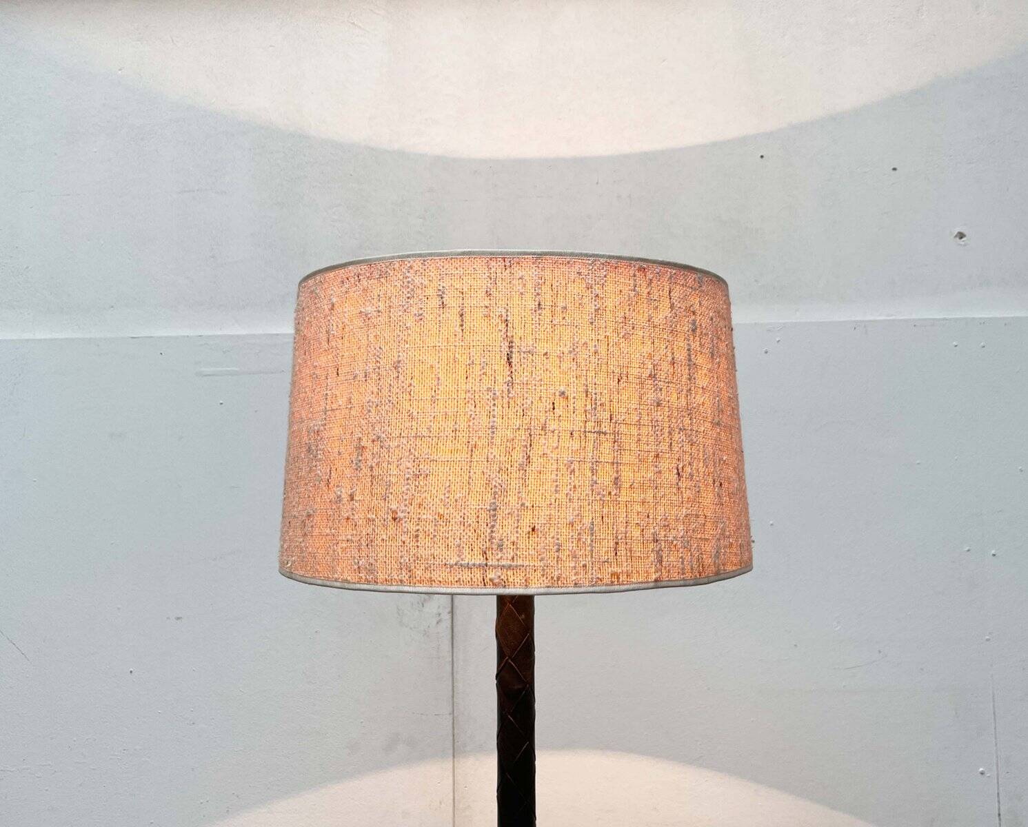 Leather floor lamp Model Flet modern Danish mid-century by Jo Hammerborg for Fog & Mørup, 1960s