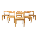 Vintage oak and wicker dining chairs, 1960s