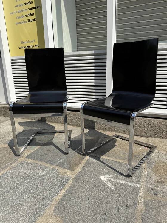 "Klass" designer chairs - wenge wood and chrome legs