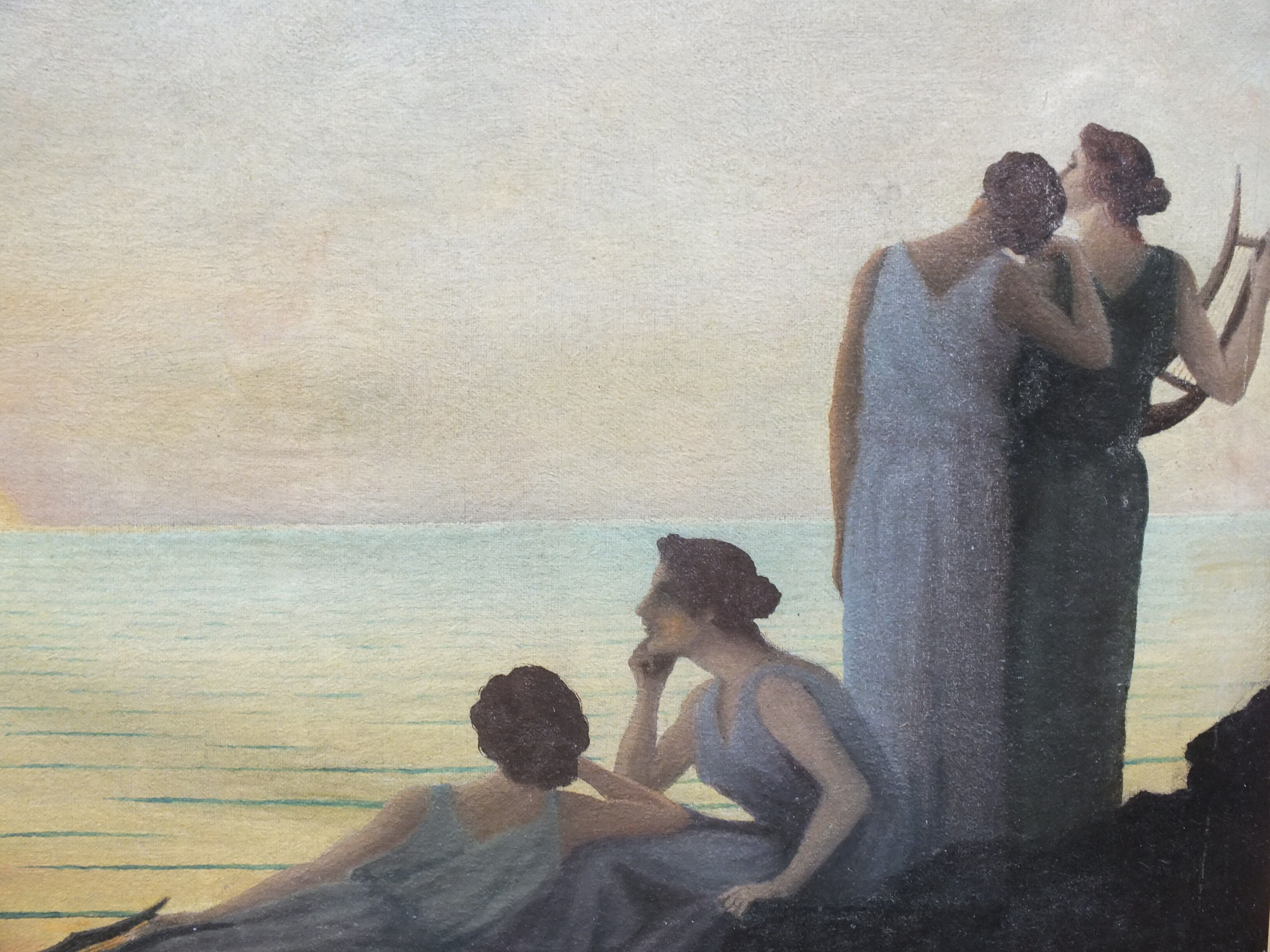 Soir antique, after Alphonse Osbert, oil on canvas signed framed
