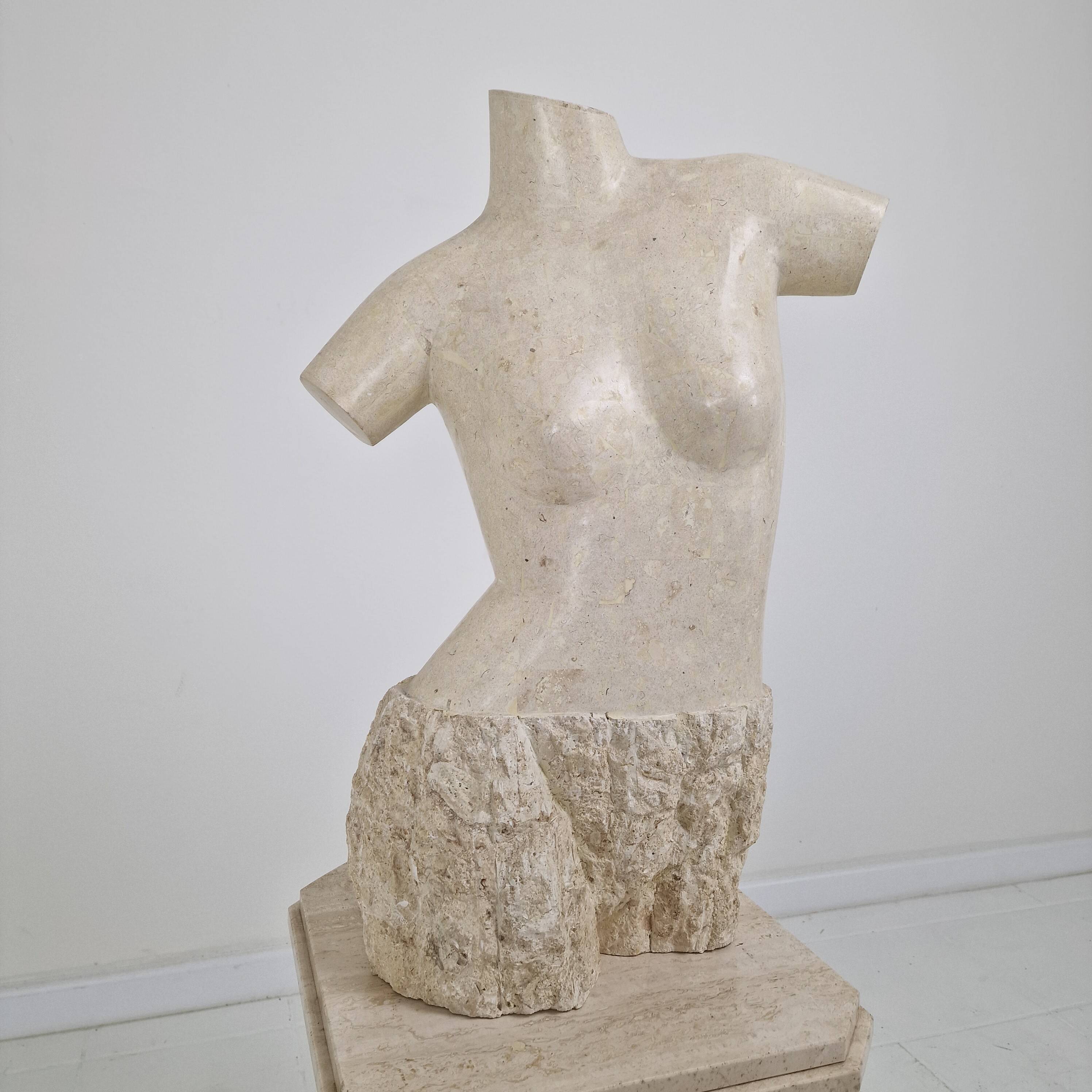 Sculptural Contemporary Female Torso Crafted from Layered Reclaimed Mactan