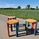 Set of 3 stackable pine stools