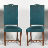 Suite de 6 chaises de style Louis XIII bleues
