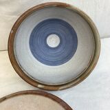 Duo of footed bowl and artisanal plate made in France Vallauris