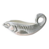 Gravy Boat With Handle Old Earthenware Ceramic Sarreguemines Salmon Fish Shape