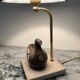 Artifex lamp with cloisonné wooden birds and travertine from the 1960s-70s.