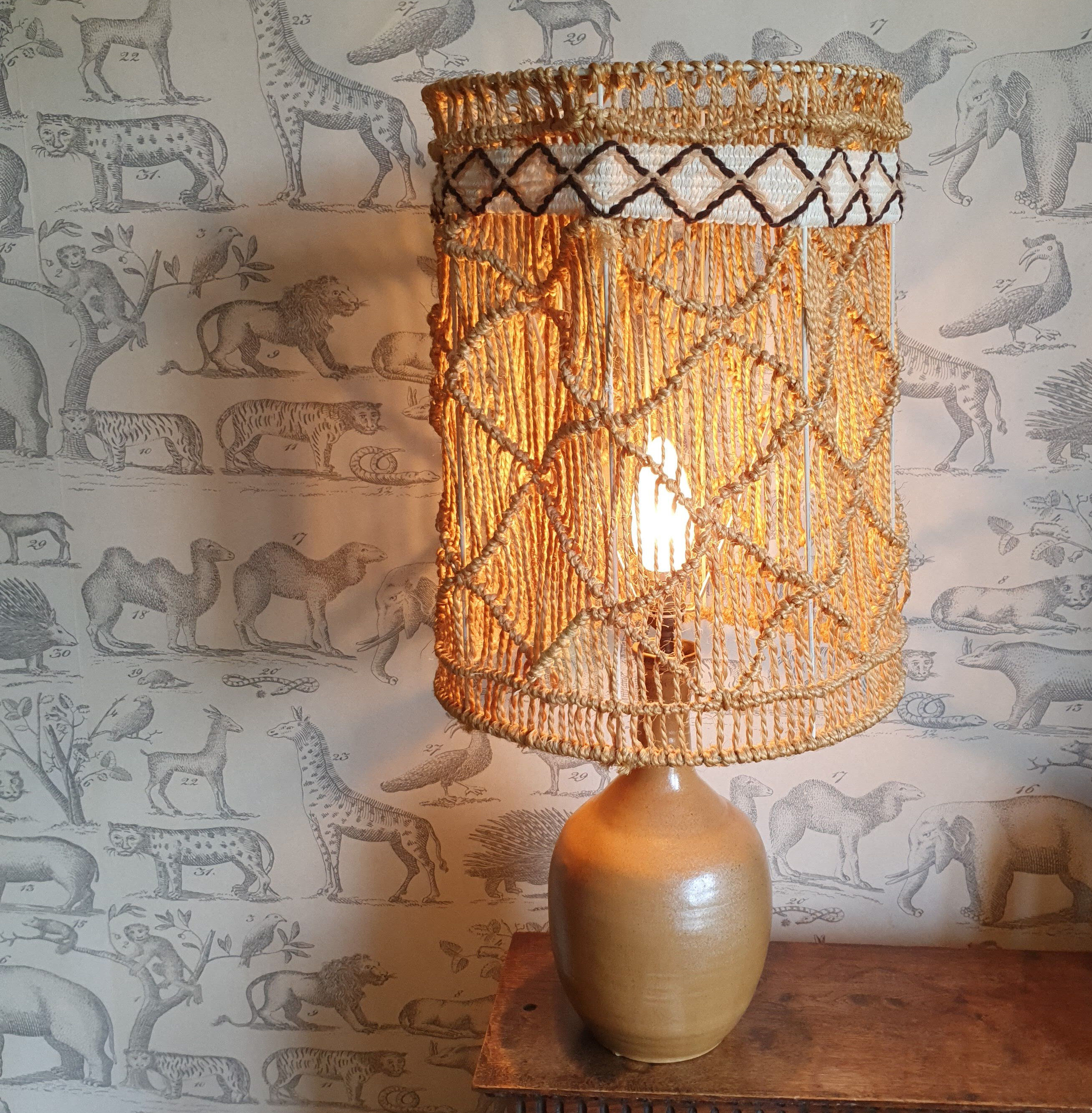 Sandstone lamp and rope