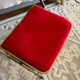 Set of 2 folding opera chairs in red velvet and brass