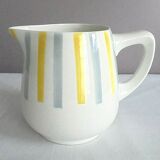 Ceramic water pot sarreguemines etoile patterns gray and yellow stripes service etoile