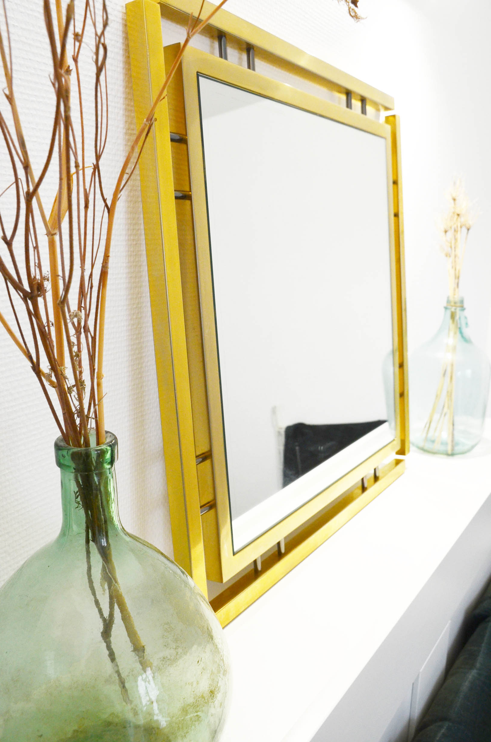 Modernist Italian mirror chrome steel gold 70 71 X 71