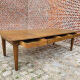 Oak community table with 8 drawers, 19th century