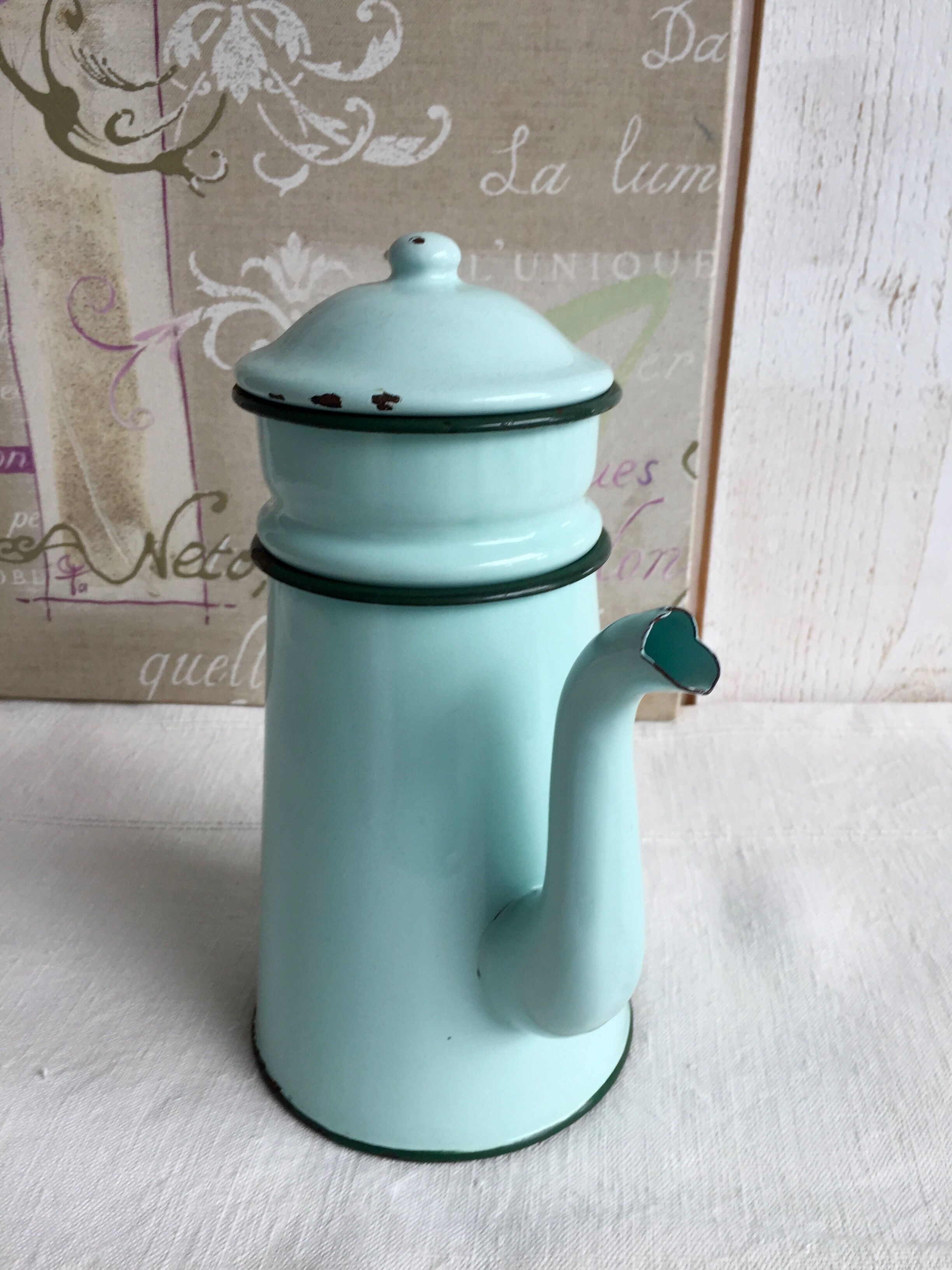 Mint enamelled coffee maker
